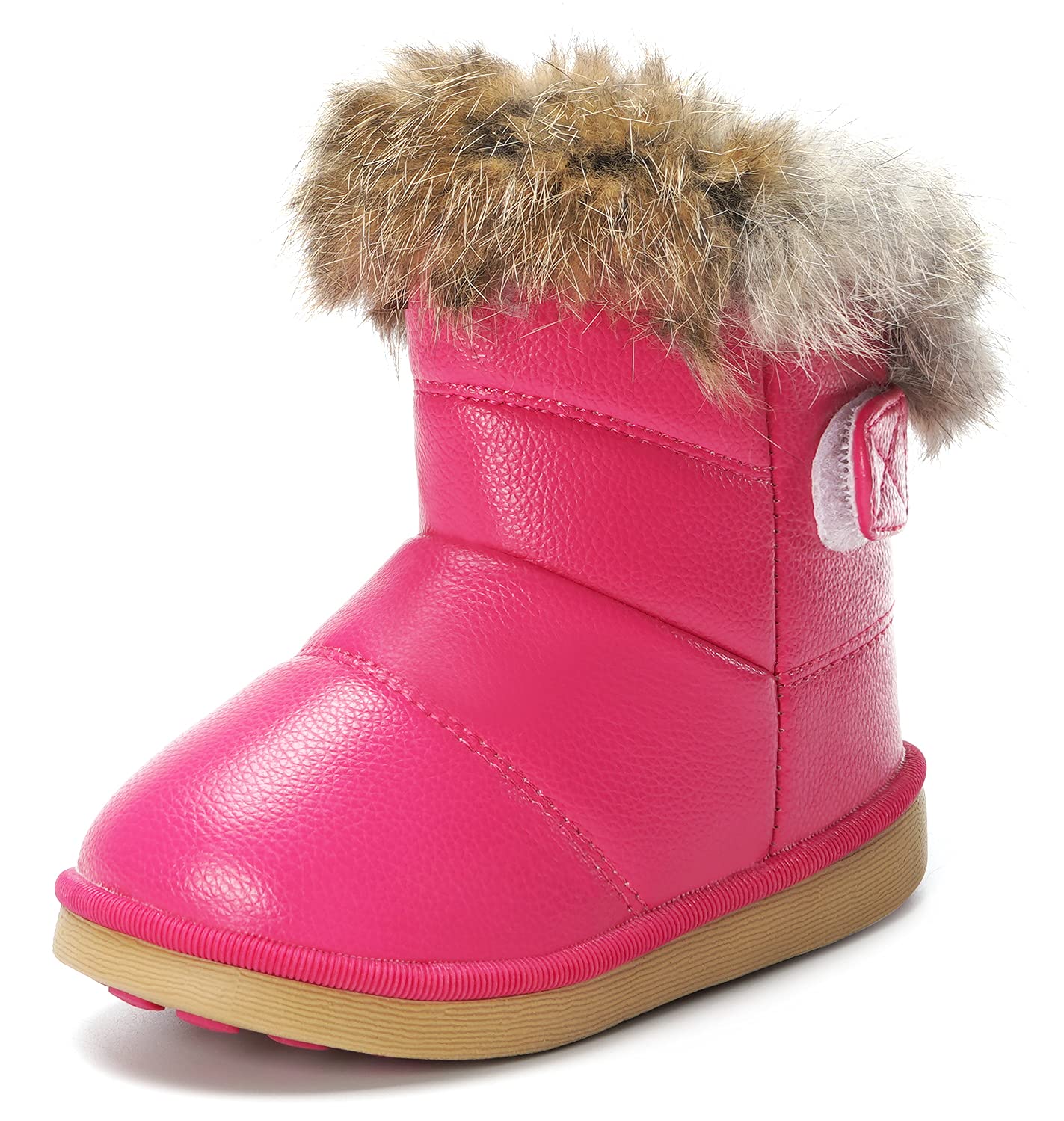 KVbabby Toddler boots Kids Snow Boots Girl's Warm Winter Boots Waterproof Boot PU Leather Non-slip