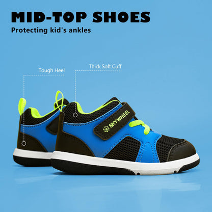 Toddler Boys High Top Sneakers with Wide Toe Box and Hook and Loop