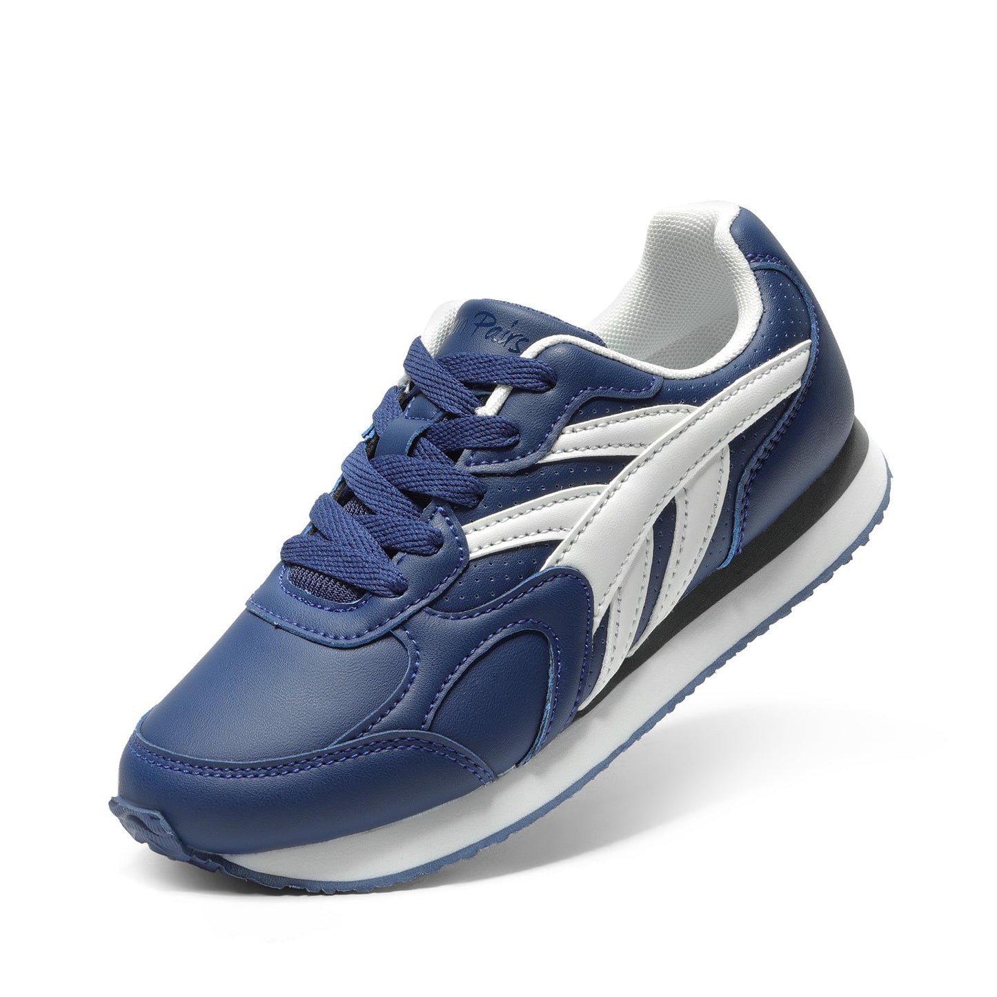 Kids Faux Leather Lace Up Sneakers with EVA Cushioning and Rubber Sole