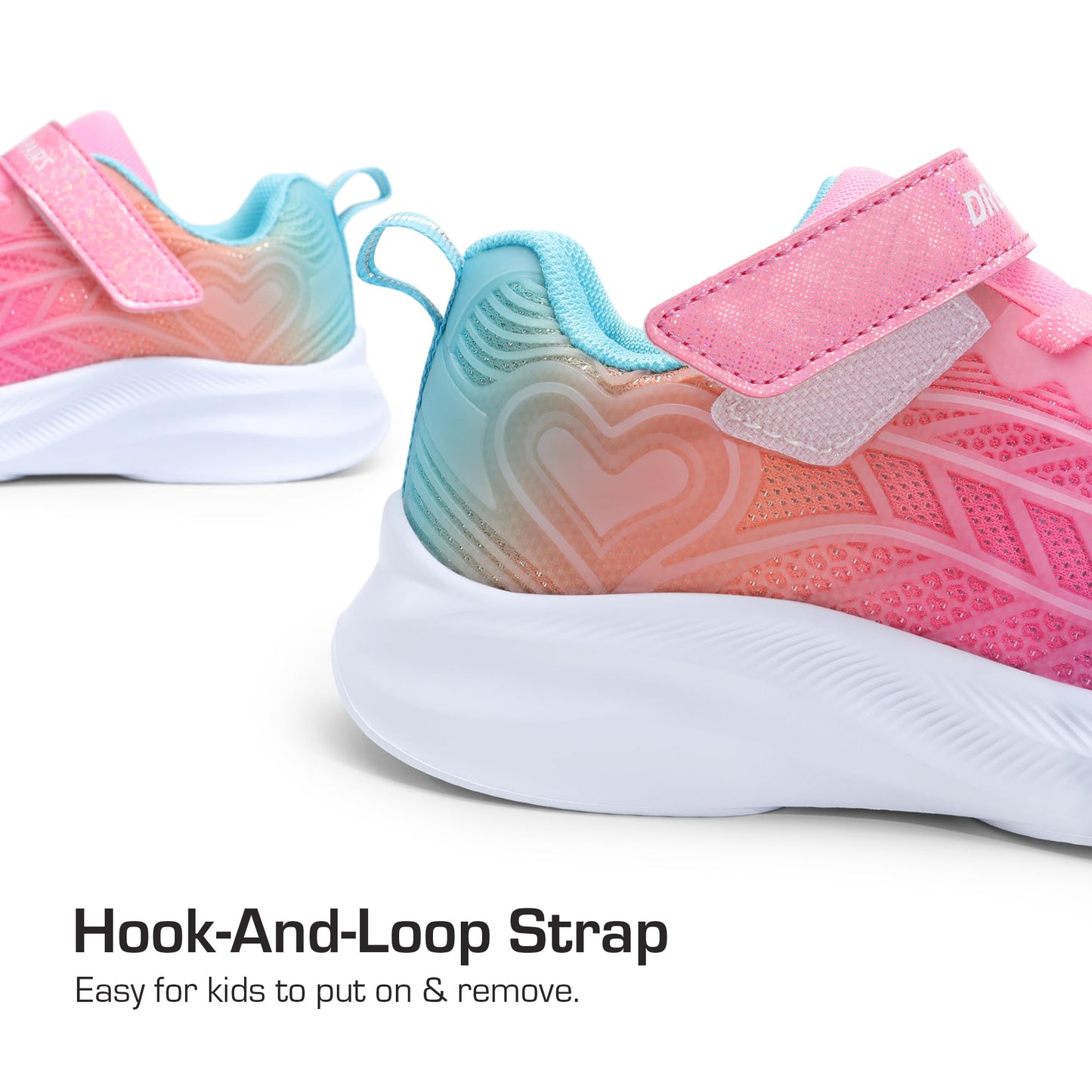 Kids Rainbow Ombre Running Shoes with Hook and Loop Strap