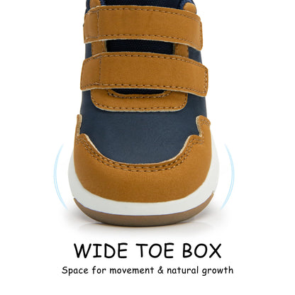 Toddler Boys Waterproof High Top Sneakers with Plush Lining and Strap