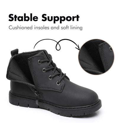 Toddler Boys Water Resistant Work Boots with Side Zipper and TPR Sole