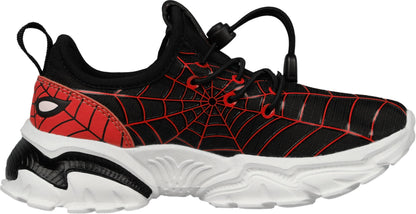 Kids Spider Web Sneakers with Bungee Lace and Adjustable Toggle