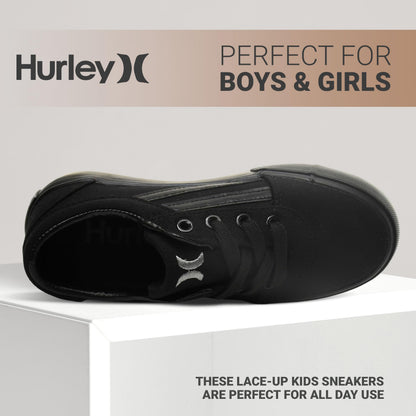 Hurley Boardy Kids Lace Up Canvas Sneakers – Low Cut Skateboarding Shoes for Kids, Sports Shoes for Boys and Girls