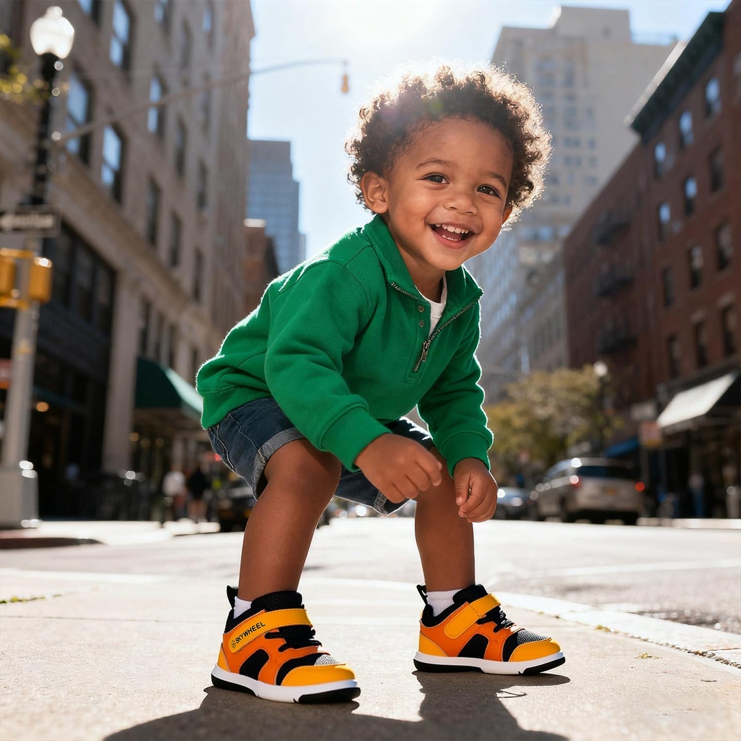 Toddler Boys High Top Sneakers with Wide Toe Box and Hook and Loop