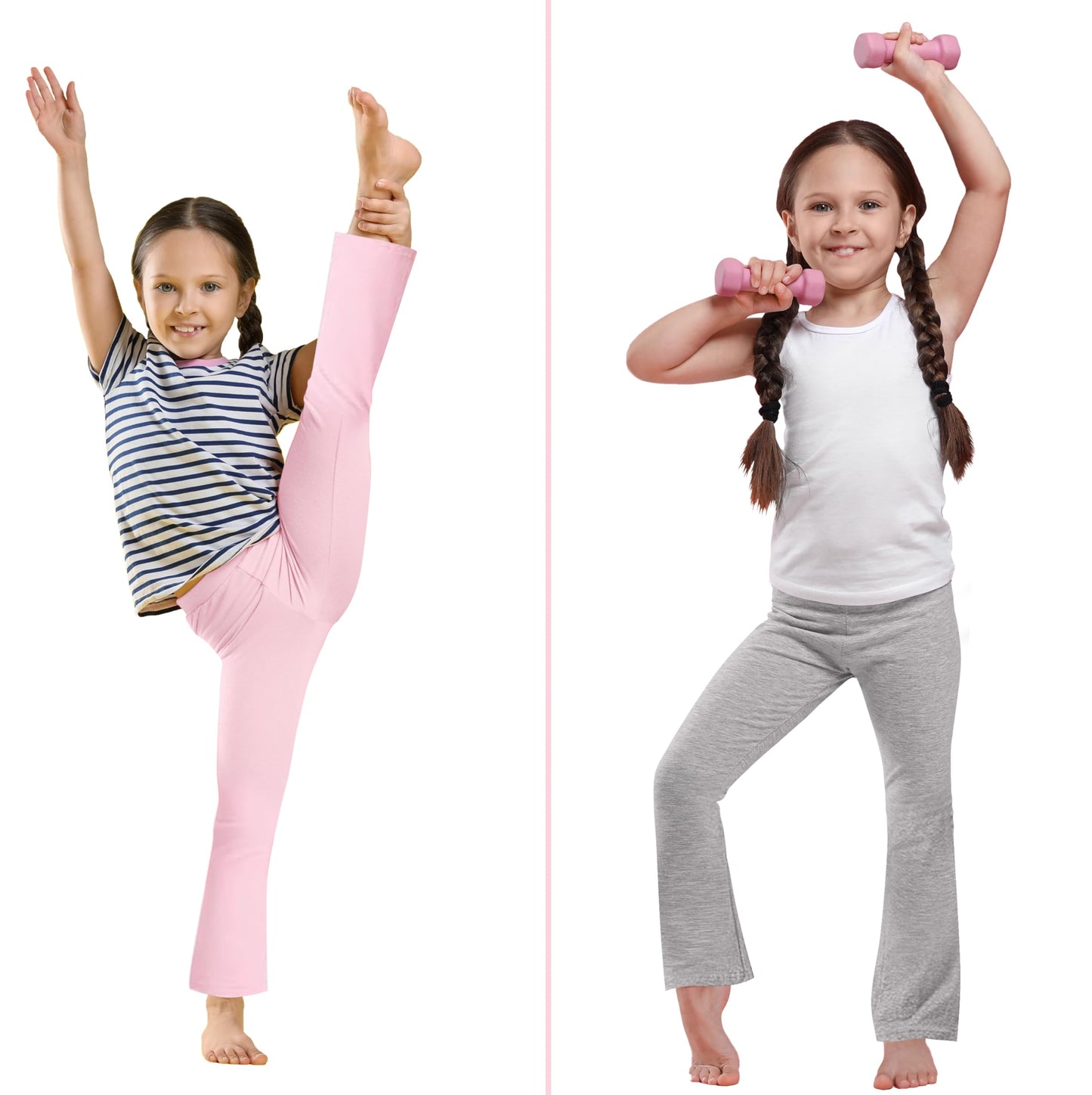 FEQO Girls Flare Leggings Pants Girl Cotton Leggings Bell Bottoms 5-14 Years