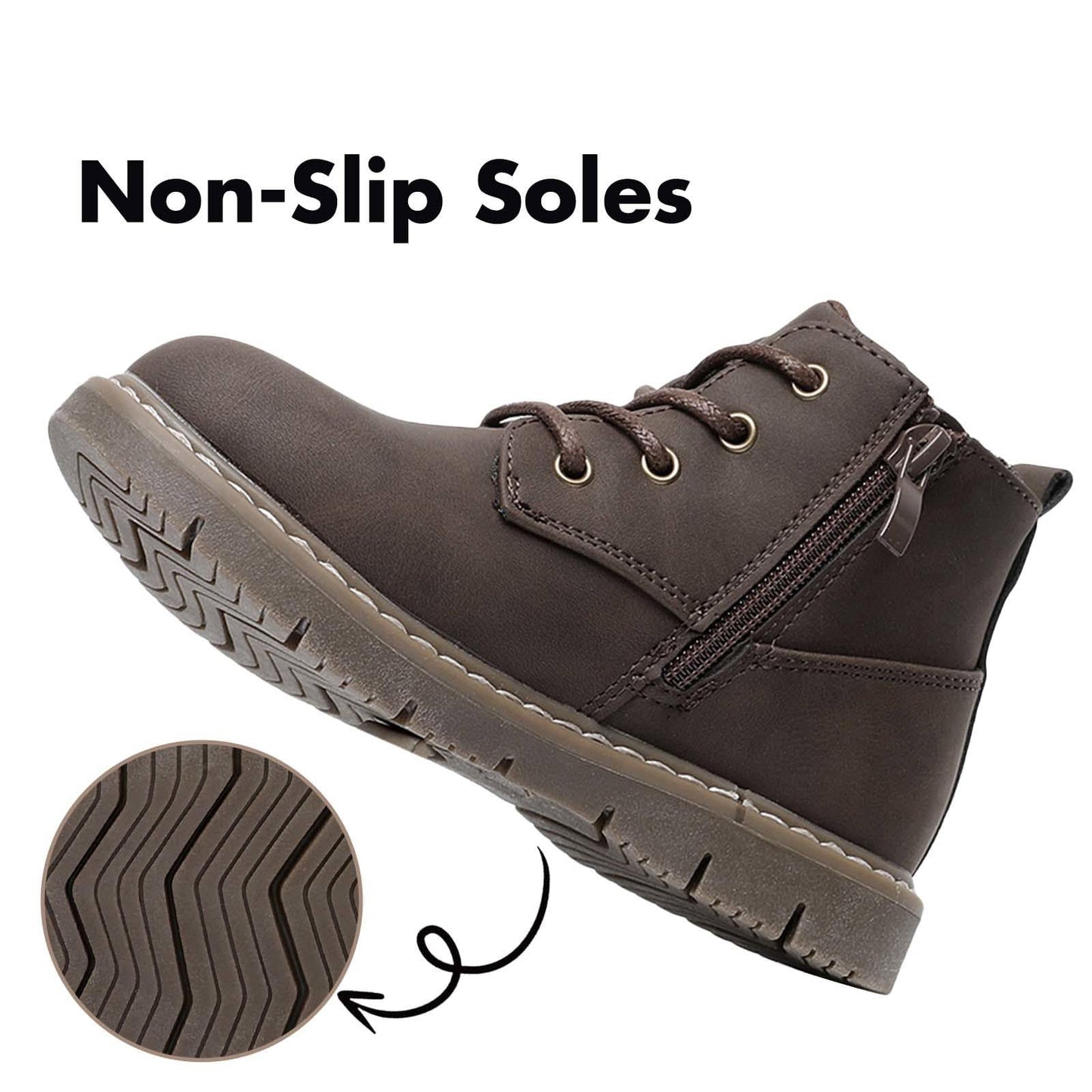 Toddler Boys Water Resistant Work Boots with Side Zipper and TPR Sole