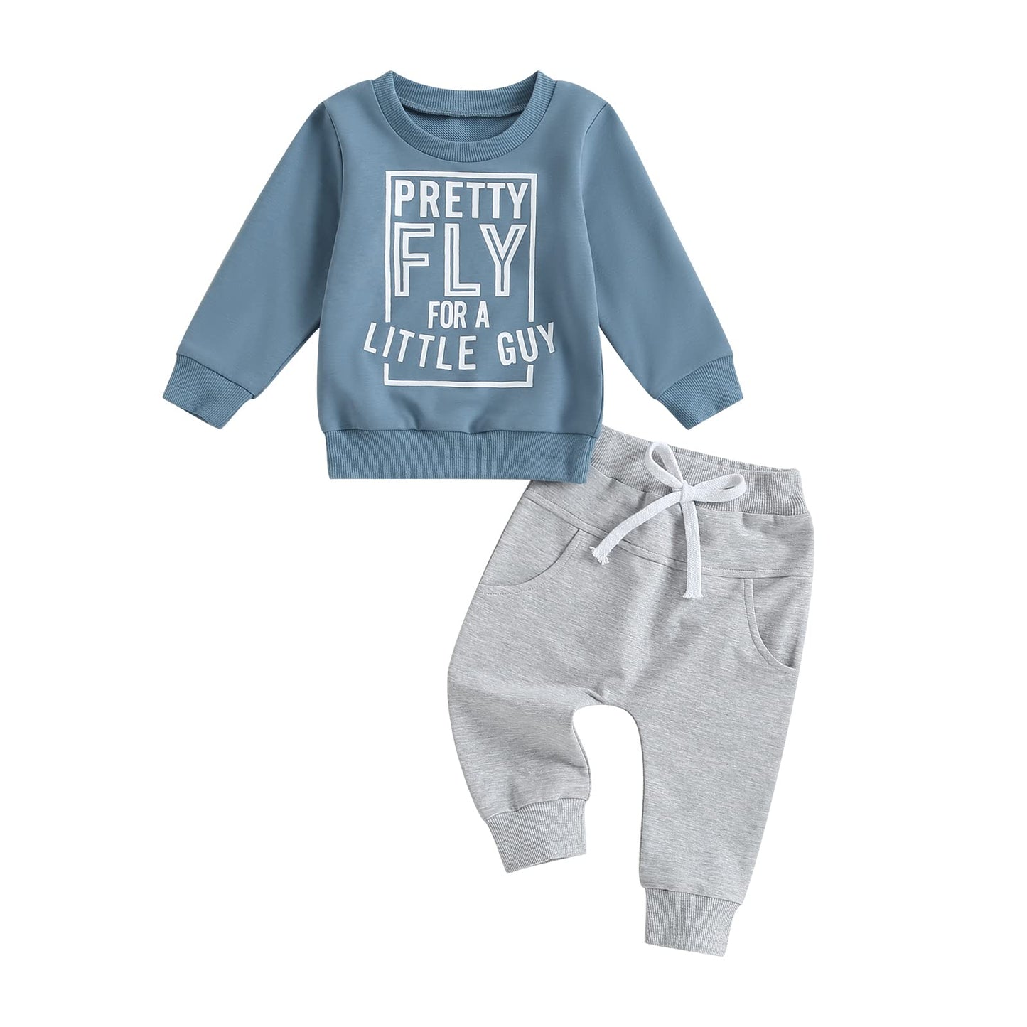 wdehow Toddler Baby Boy 2Pcs Outfits Letters Print Pullover Tops + Drawstring Pants Set Fall Winter Clothes