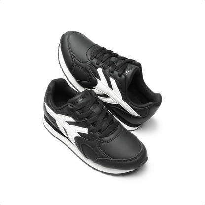Kids Faux Leather Lace Up Sneakers with EVA Cushioning and Rubber Sole