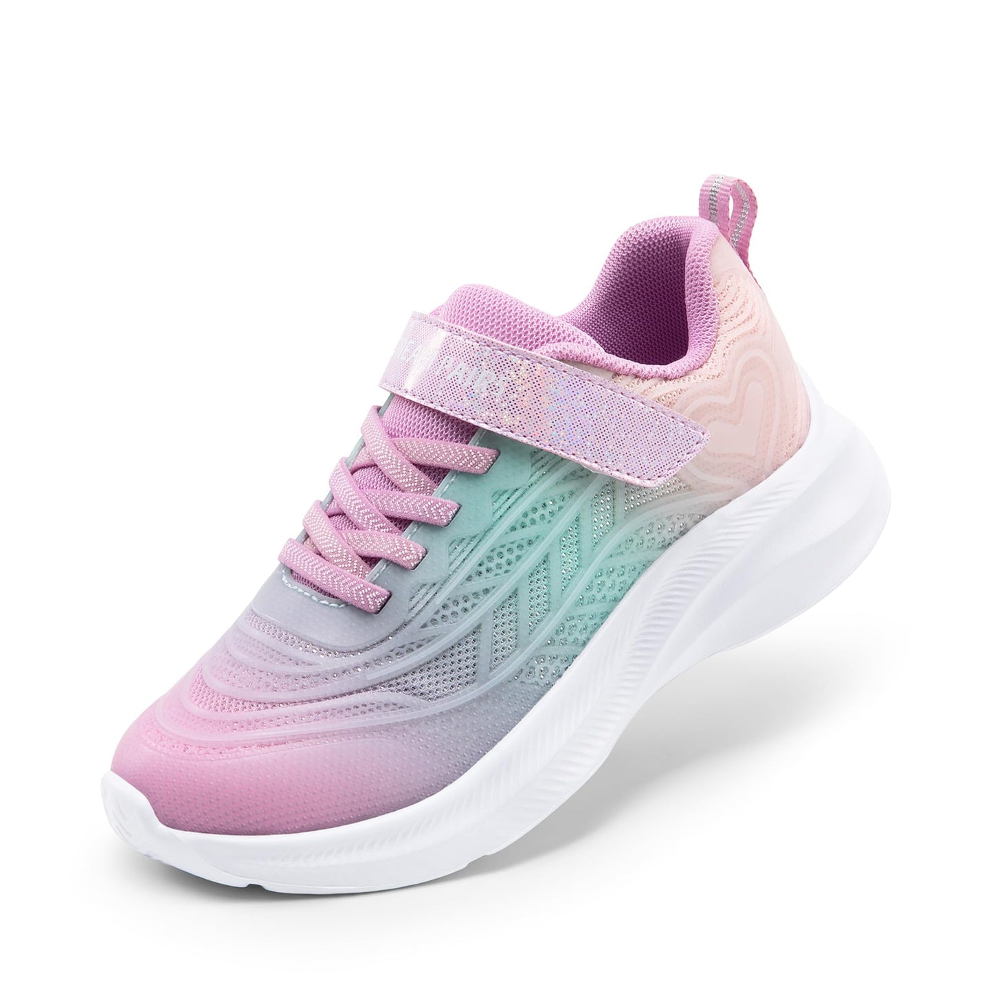 Kids Rainbow Ombre Running Shoes with Hook and Loop Strap