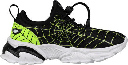 Kids Spider Web Sneakers with Bungee Lace and Adjustable Toggle