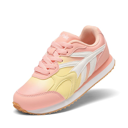 Kids Faux Leather Lace Up Sneakers with EVA Cushioning and Rubber Sole