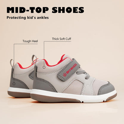 Toddler Boys High Top Sneakers with Wide Toe Box and Hook and Loop