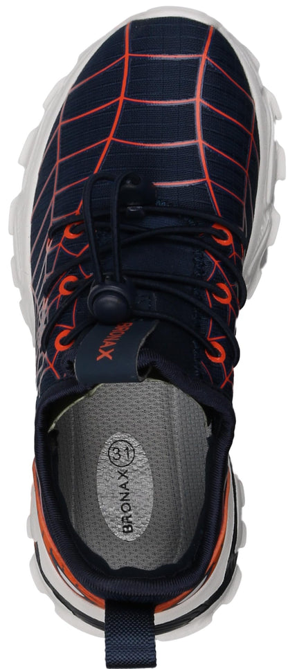 Kids Spider Web Sneakers with Bungee Lace and Adjustable Toggle