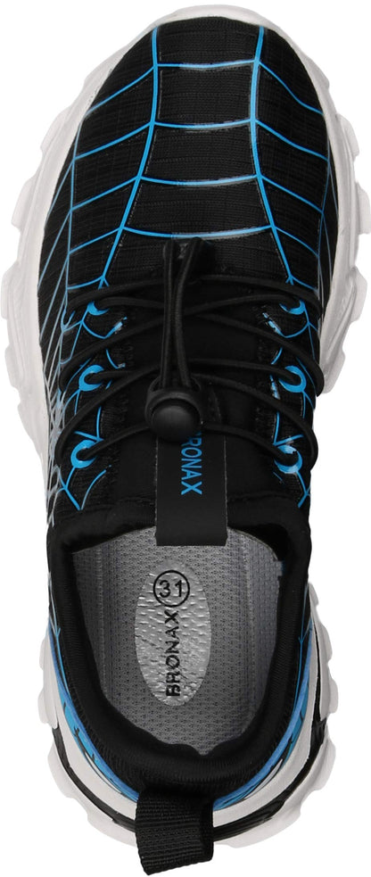 Kids Spider Web Sneakers with Bungee Lace and Adjustable Toggle