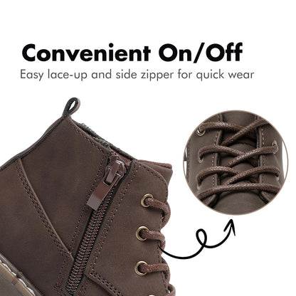 Toddler Boys Water Resistant Work Boots with Side Zipper and TPR Sole