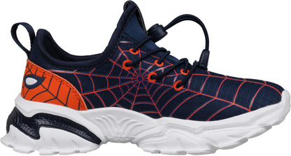 Kids Spider Web Sneakers with Bungee Lace and Adjustable Toggle