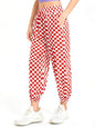 Haloumoning Girls Plaid Pants Kids Elastic Waist Jogger Pants Lightweight Bottoms with Pockets 5-14 Years