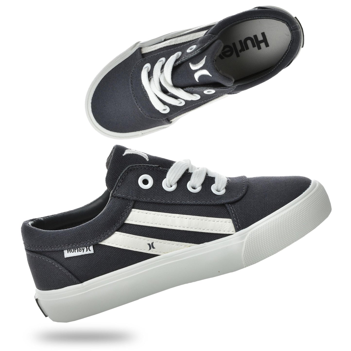 Hurley Boardy Kids Lace Up Canvas Sneakers – Low Cut Skateboarding Shoes for Kids, Sports Shoes for Boys and Girls