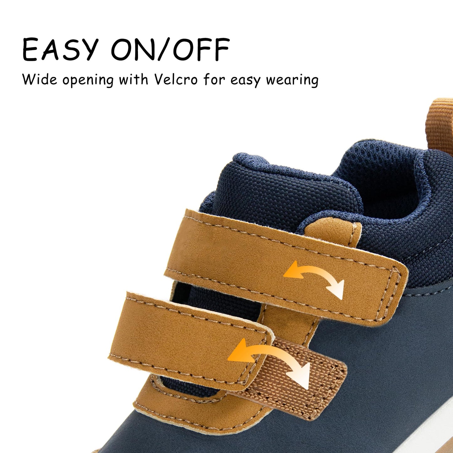 Toddler Boys Waterproof High Top Sneakers with Plush Lining and Strap