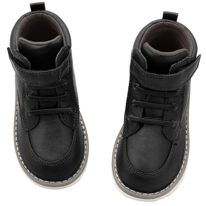 Toddler Boys Vegan Leather High Top Sneakers with Hook and Loop Straps