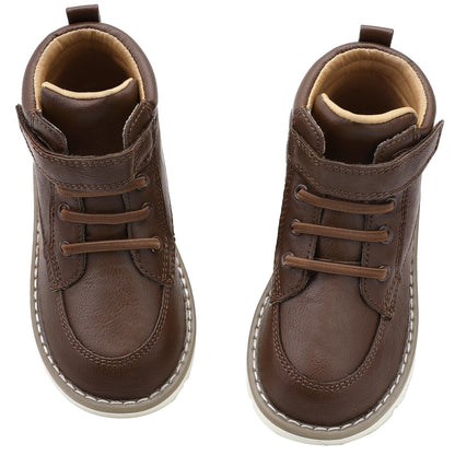 Toddler Boys Vegan Leather High Top Sneakers with Hook and Loop Straps