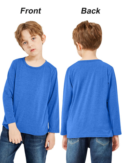Boys Solid Color Long Sleeve Crewneck T Shirt 5 Pack Set