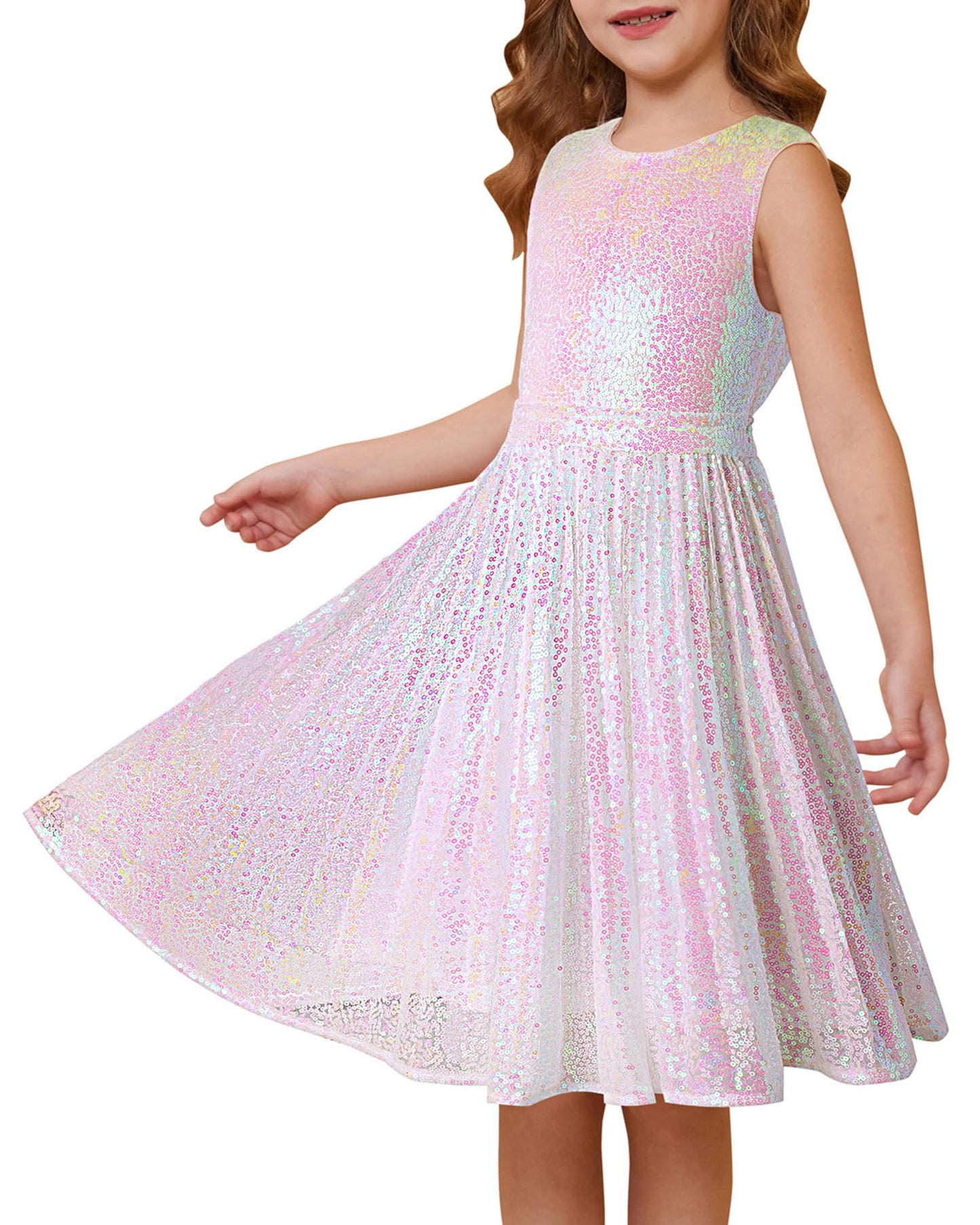 GRACE KARIN Girls Sequin Dress Sleeveless Prom Party Formal Graduations Fancy Tween Girls Dresses Size 5-12
