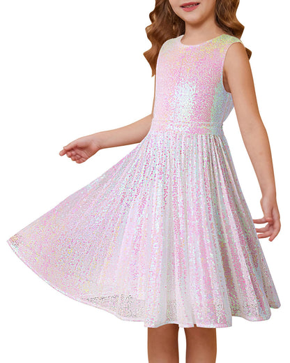 GRACE KARIN Girls Sequin Dress Sleeveless Prom Party Formal Graduations Fancy Tween Girls Dresses Size 5-12