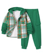 2Pcs Boys Clothes Sweatsuit Set Hoodie Flannel Plaid Shirt and Jogger Pants for Kids Fall Winter Spring Outfits