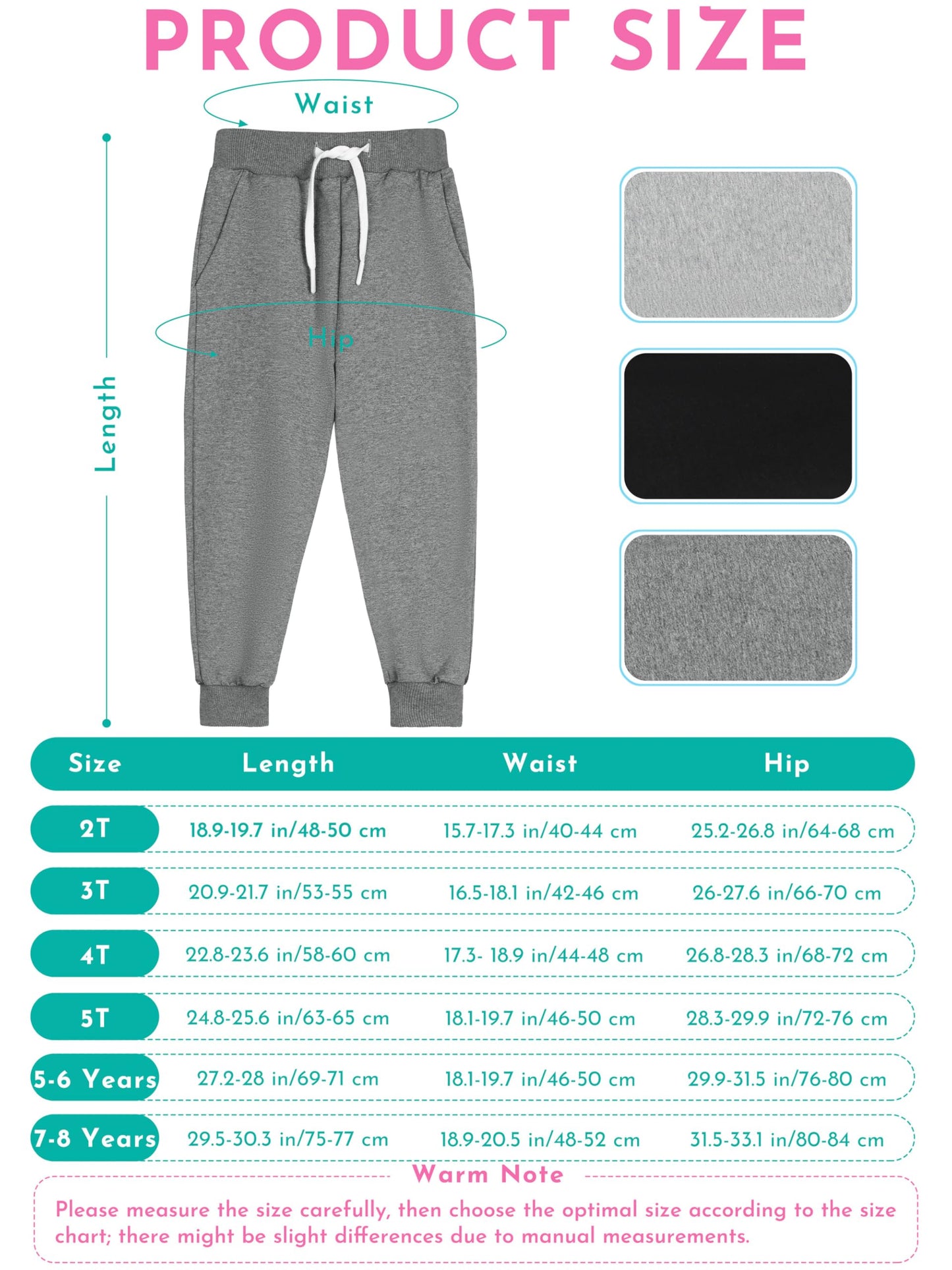 Toddler Boys Drawstring Jogger Sweatpants with Pockets 3 Pack