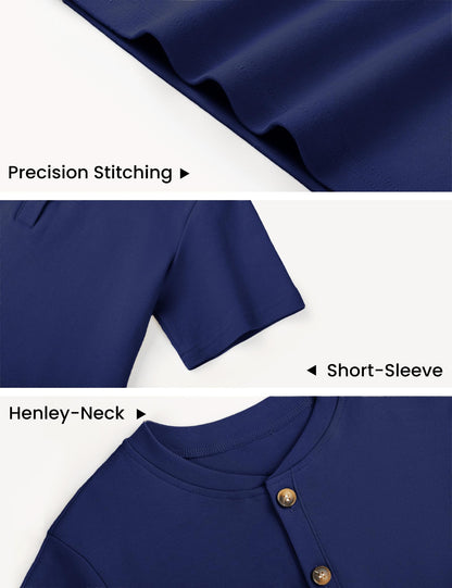 Boys Cotton Henley Short Sleeve Shirt with Button Placket