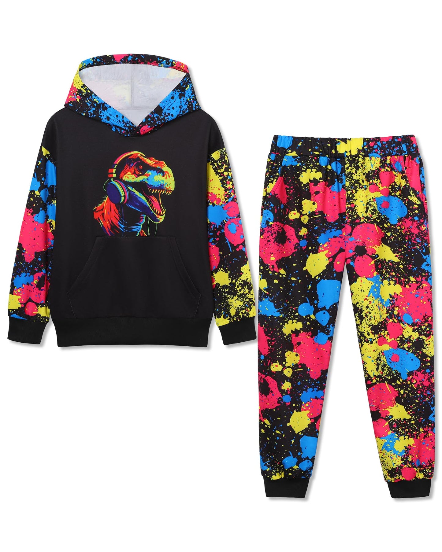 Boy 2 Pcs Clothes Cool 3D Printing Long Sleeve Hoodie & Sweatpants Outfit for 5-12 Years