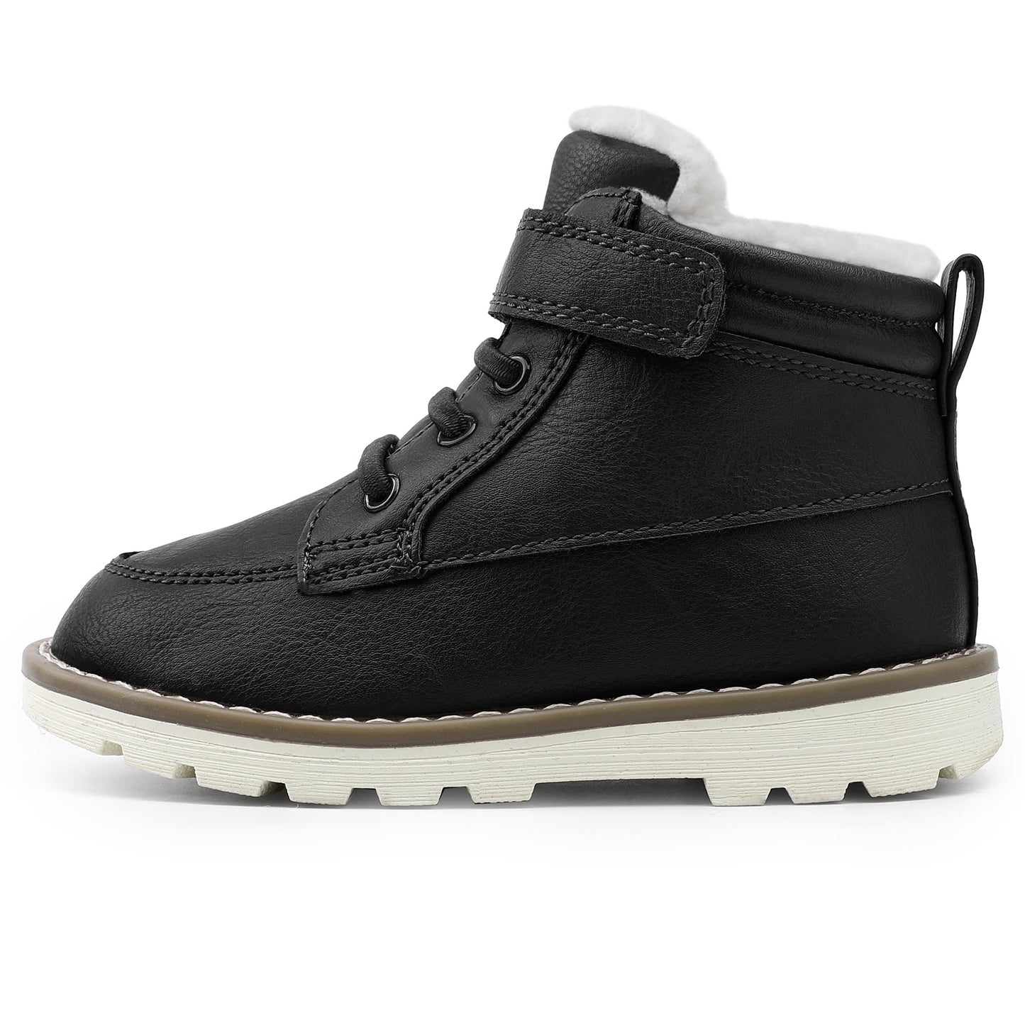 Toddler Boys Vegan Leather High Top Sneakers with Hook and Loop Straps