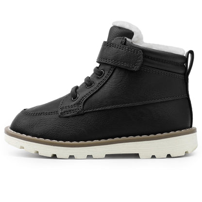 Toddler Boys Vegan Leather High Top Sneakers with Hook and Loop Straps