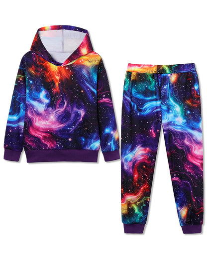 Boy 2 Pcs Clothes Cool 3D Printing Long Sleeve Hoodie & Sweatpants Outfit for 5-12 Years