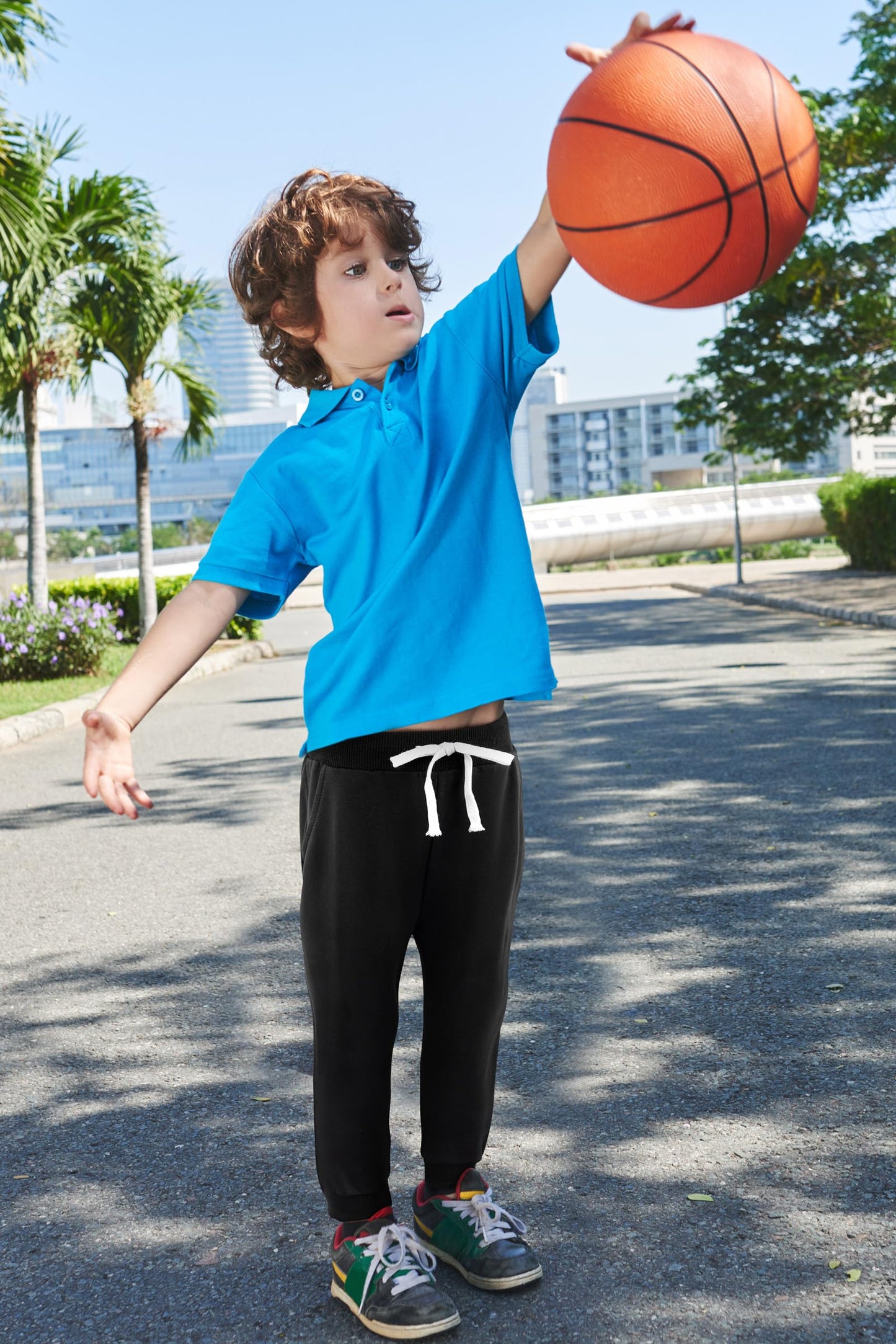 Toddler Boys Drawstring Jogger Sweatpants with Pockets 3 Pack