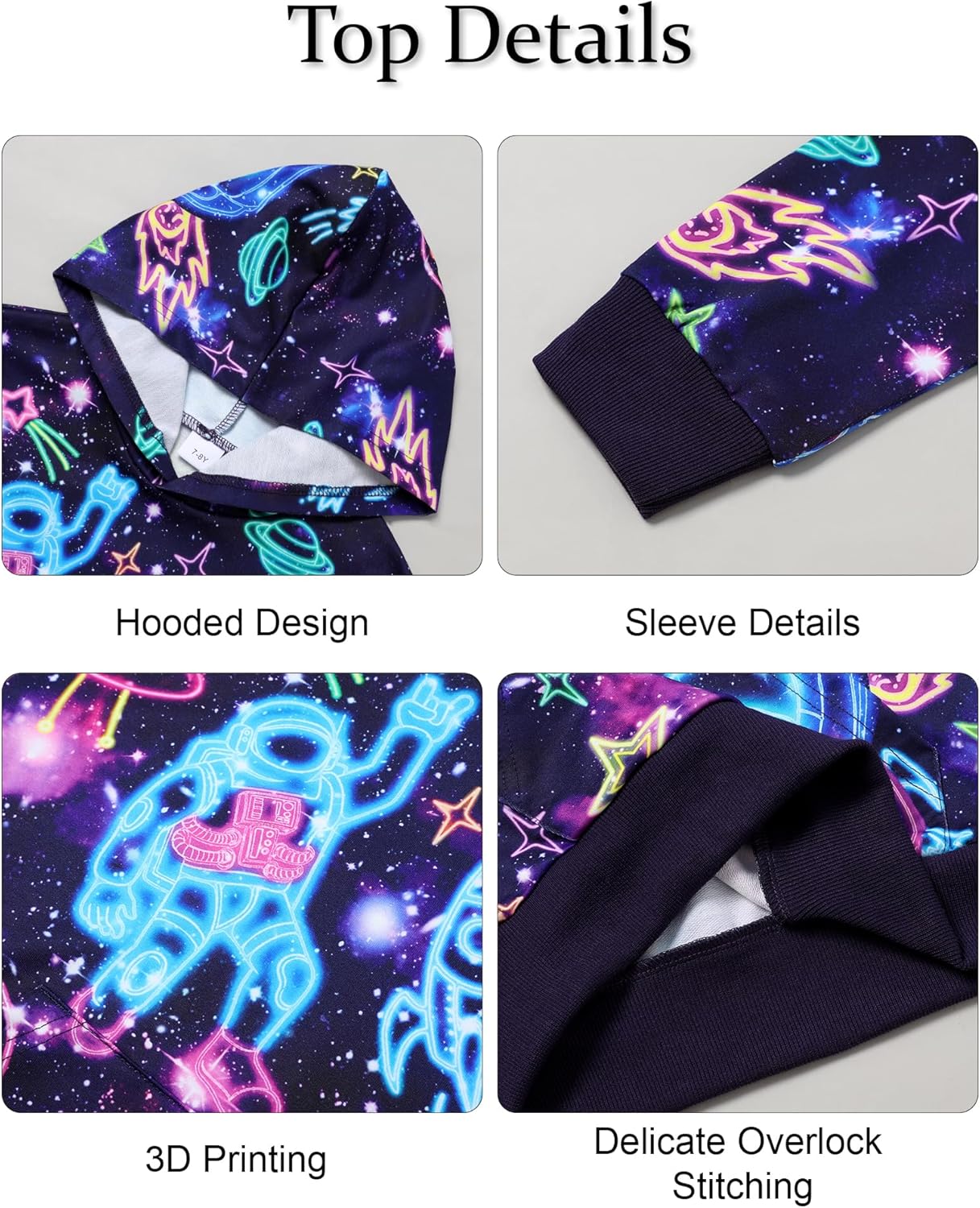 Boy 2 Pcs Clothes Cool 3D Printing Long Sleeve Hoodie & Sweatpants Outfit for 5-12 Years