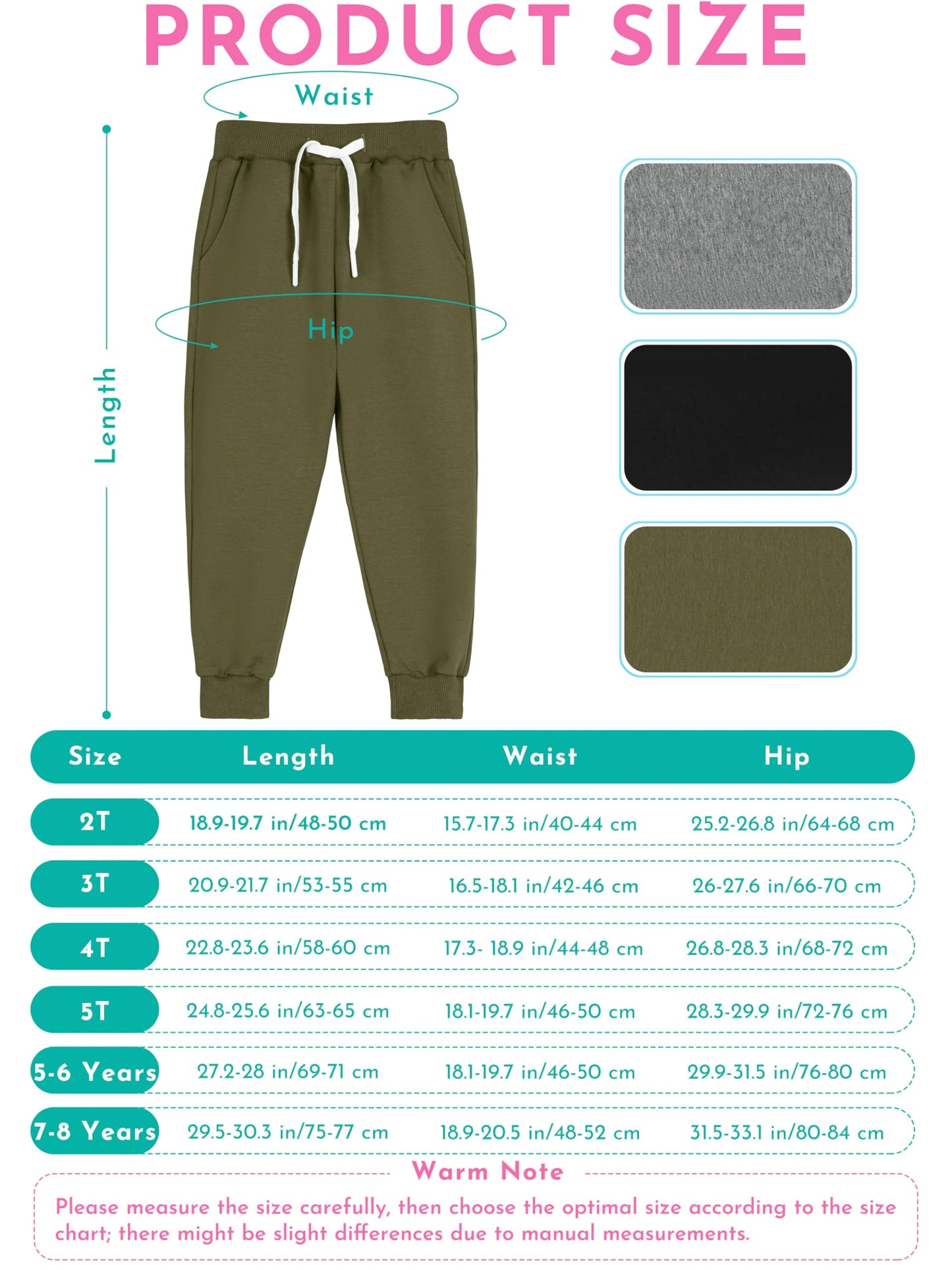 Toddler Boys Drawstring Jogger Sweatpants with Pockets 3 Pack