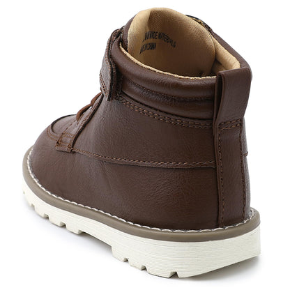 Toddler Boys Vegan Leather High Top Sneakers with Hook and Loop Straps