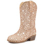 Motasha Glitter Girls Cowgirl Boots Sparkly Cowboy Dress Boots For Toddler To Big Kid Mid Calf Pointed Toe Party Birthday Horse Riding