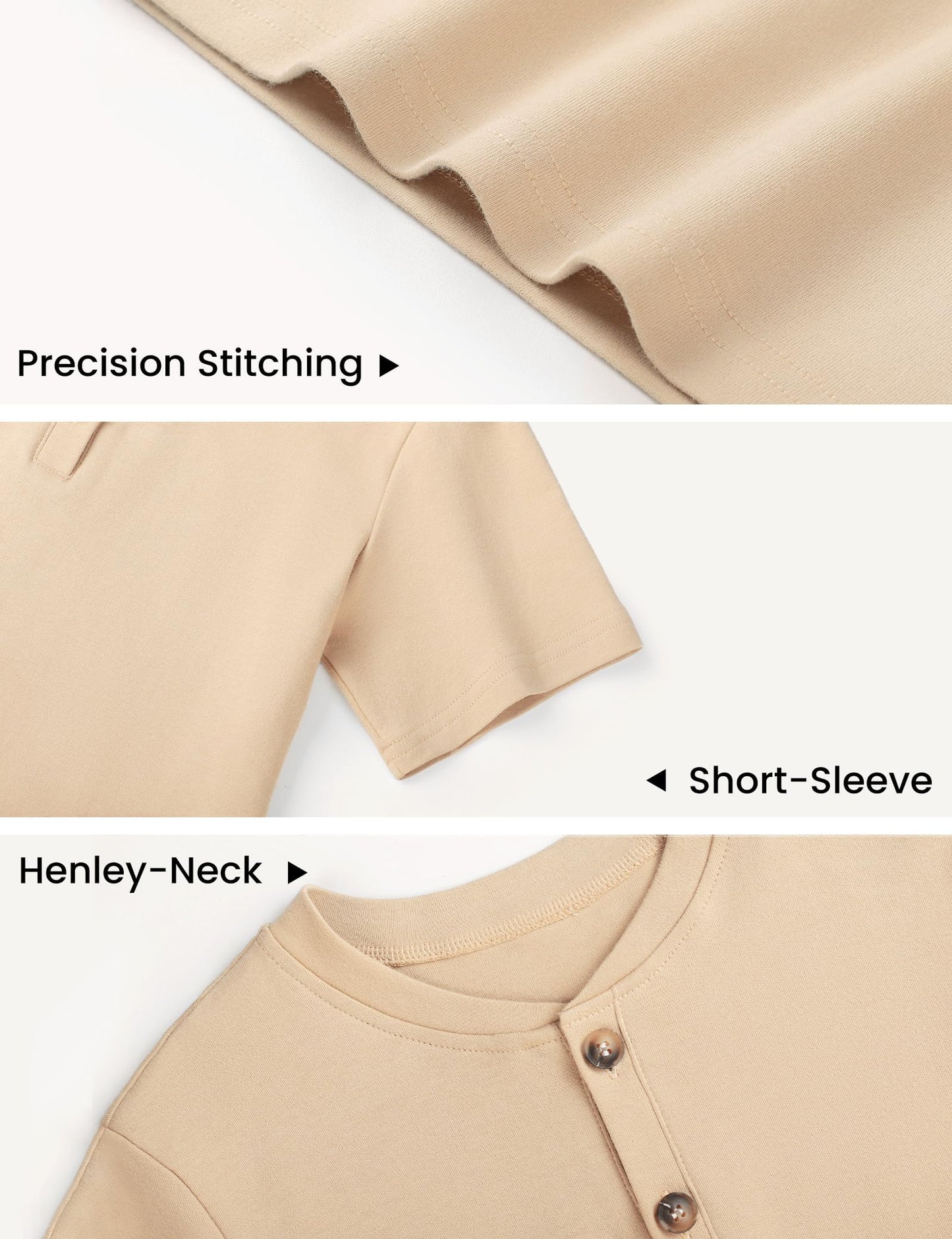 Boys Cotton Henley Short Sleeve Shirt with Button Placket