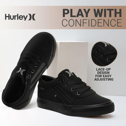 Hurley Boardy Kids Lace Up Canvas Sneakers – Low Cut Skateboarding Shoes for Kids, Sports Shoes for Boys and Girls