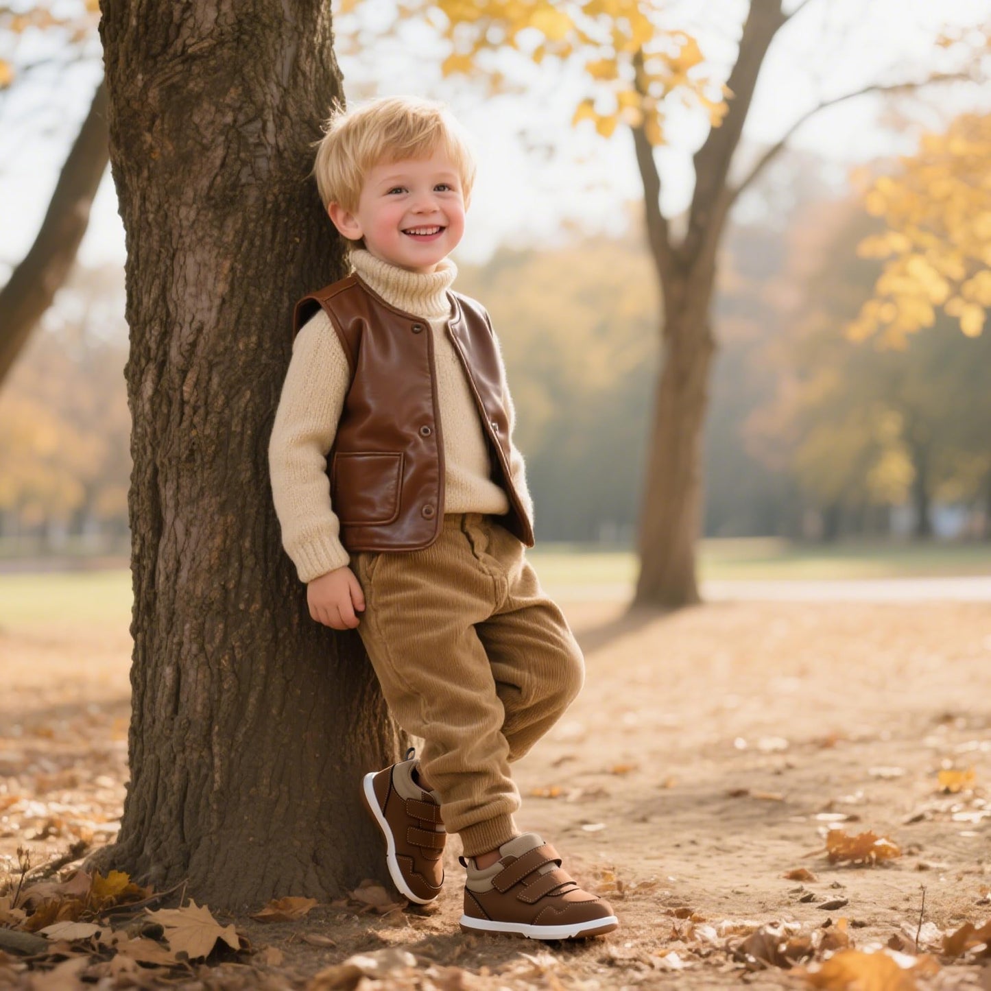 Toddler Boys Waterproof High Top Sneakers with Plush Lining and Strap