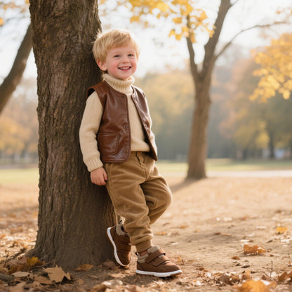 Toddler Boys Waterproof High Top Sneakers with Plush Lining and Strap