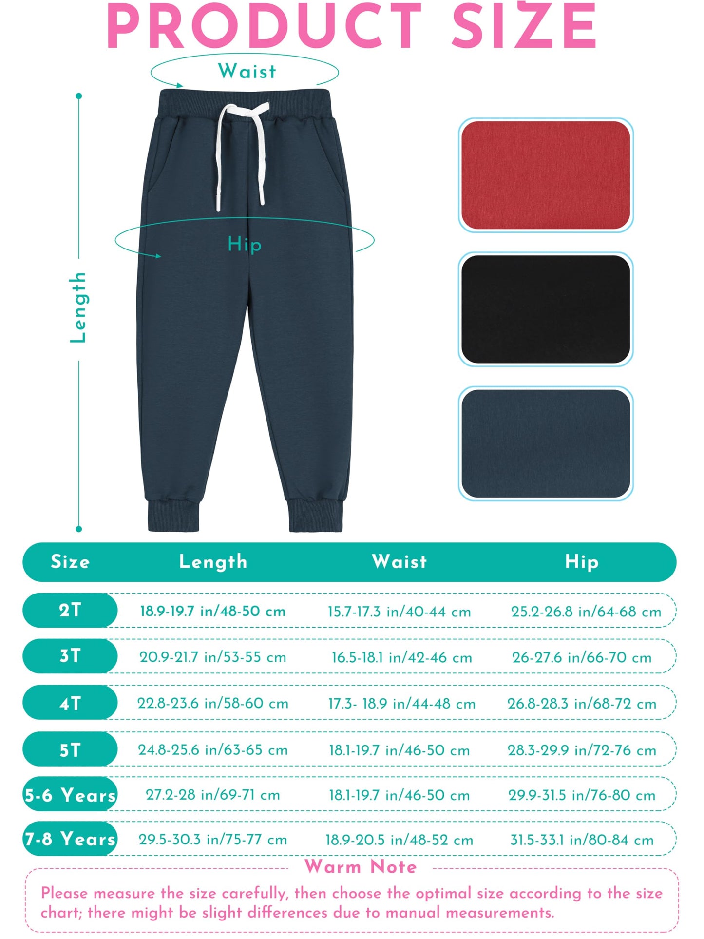 Toddler Boys Drawstring Jogger Sweatpants with Pockets 3 Pack