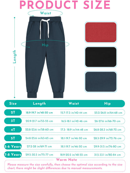 Toddler Boys Drawstring Jogger Sweatpants with Pockets 3 Pack