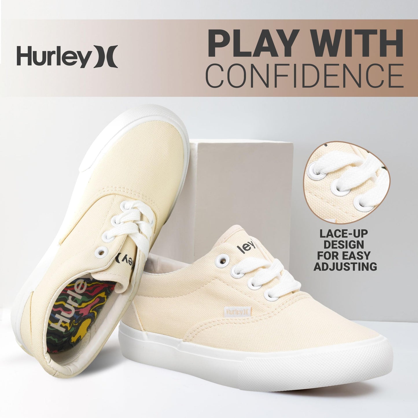 Kids Canvas Lace Up Sneakers with Durable Rubber Sole for Daily Wear