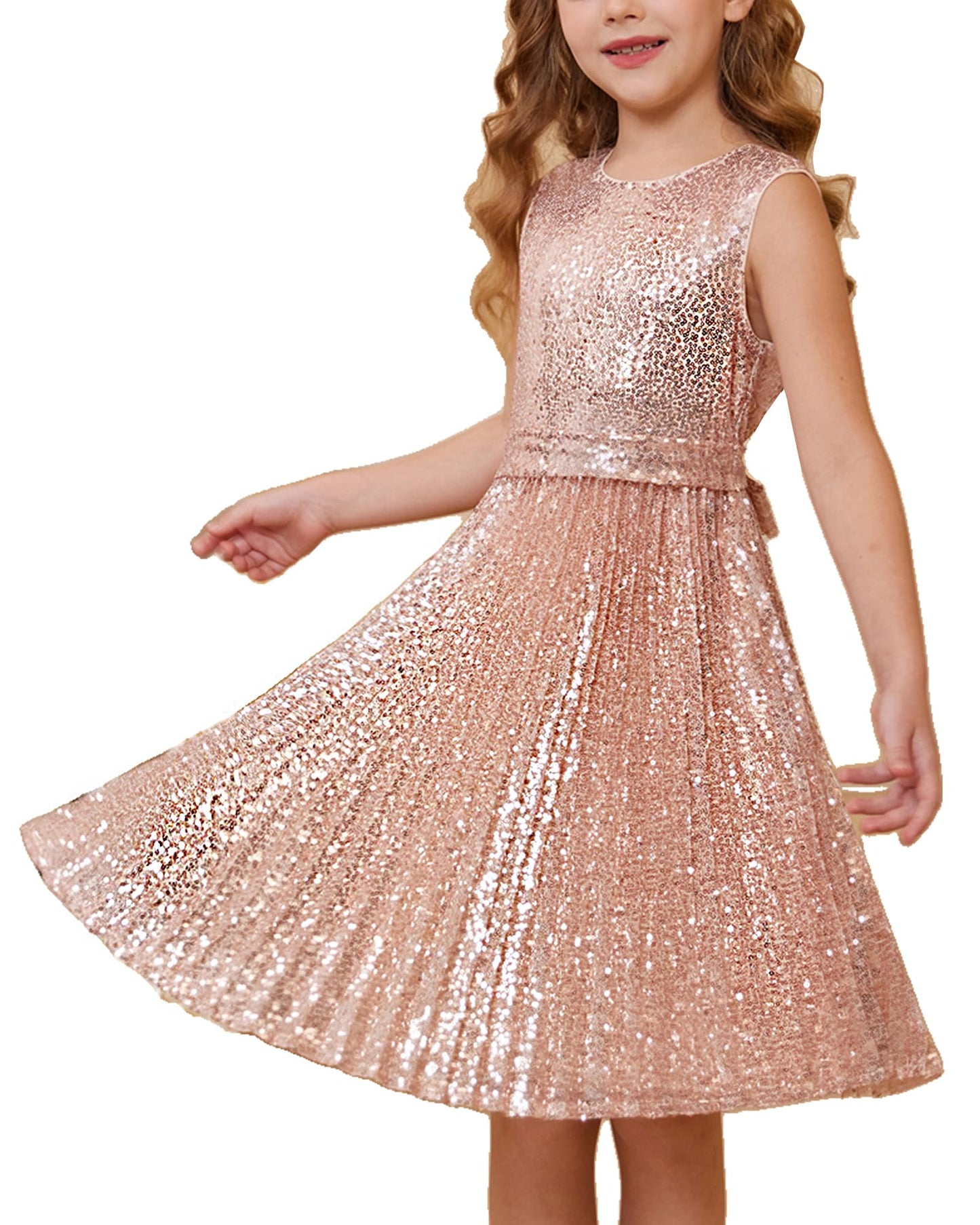 GRACE KARIN Girls Sequin Dress Sleeveless Prom Party Formal Graduations Fancy Tween Girls Dresses Size 5-12