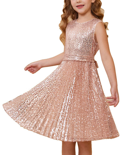 GRACE KARIN Girls Sequin Dress Sleeveless Prom Party Formal Graduations Fancy Tween Girls Dresses Size 5-12